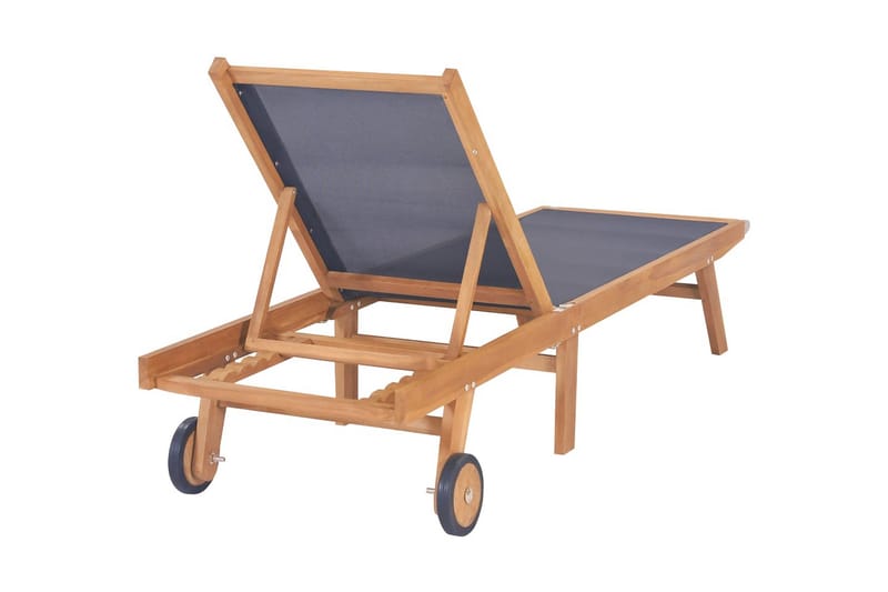 Foldbar solseng med hjul heltre teak og textilene - Teak - Hagemøbler - Stoler & Lenestoler - Solseng & solvogner