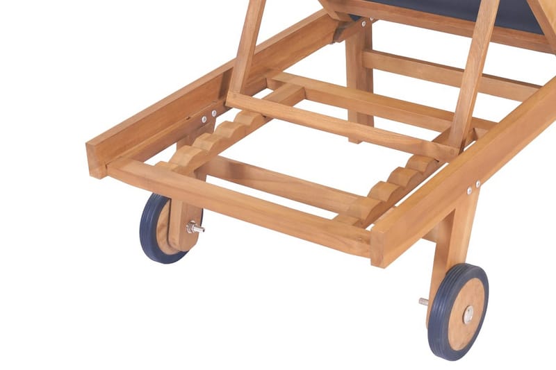 Foldbar solseng med hjul heltre teak og textilene - Teak - Hagemøbler - Stoler & Lenestoler - Solseng & solvogner