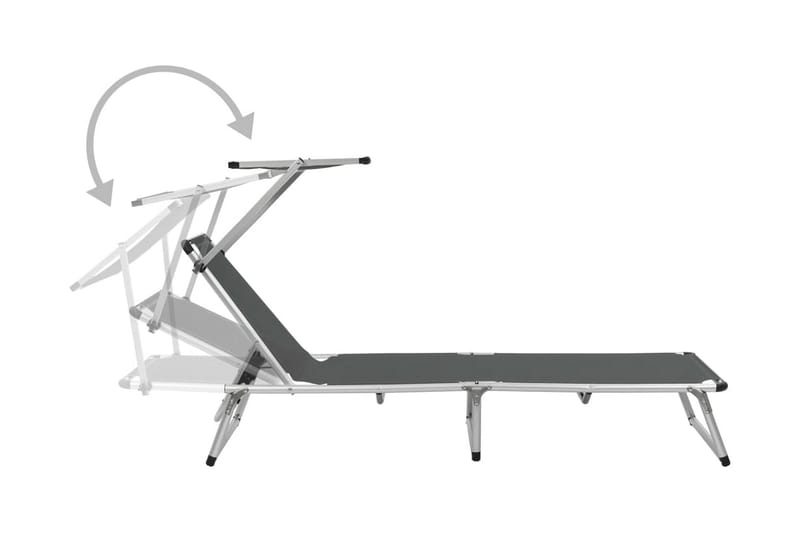 Hopfällbara solsängar med tak 2 st aluminium och textilen gr Be Basic Grey - Hagemøbler - Stoler & Lenestoler - Solseng & solvogner