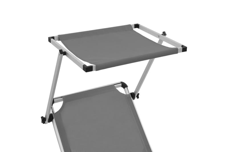 Hopfällbara solsängar med tak 2 st aluminium och textilen gr Be Basic Grey - Hagemøbler - Stoler & Lenestoler - Solseng & solvogner