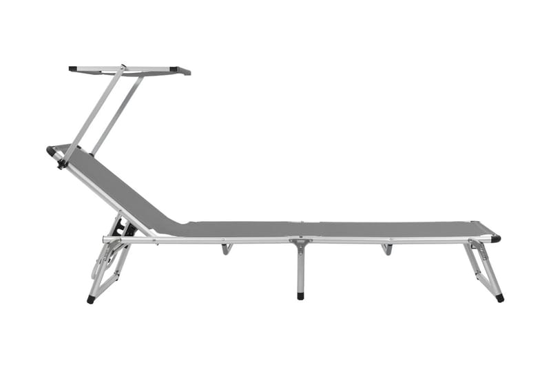 Hopfällbara solsängar med tak 2 st aluminium och textilen gr Be Basic Grey - Hagemøbler - Stoler & Lenestoler - Solseng & solvogner