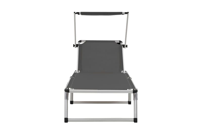 Hopfällbara solsängar med tak 2 st aluminium och textilen gr Be Basic Grey - Hagemøbler - Stoler & Lenestoler - Solseng & solvogner