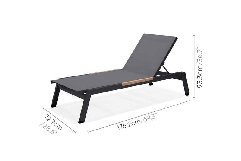 Panama Solstol 176x72 cm Svart - Lifestyle Garden - Hagemøbler - Stoler & Lenestoler - Solseng & solvogner