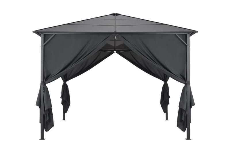 Paviljong med gardin aluminium 3x3 m svart - Svart - Hagemøbler - Stoler & Lenestoler - Solseng & solvogner