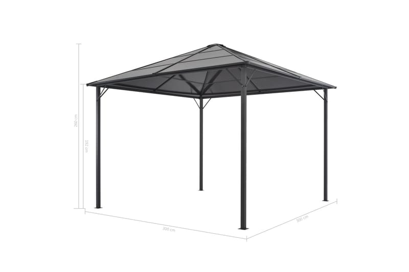 Paviljong med gardin aluminium 3x3 m svart - Svart - Solseng & solvogner