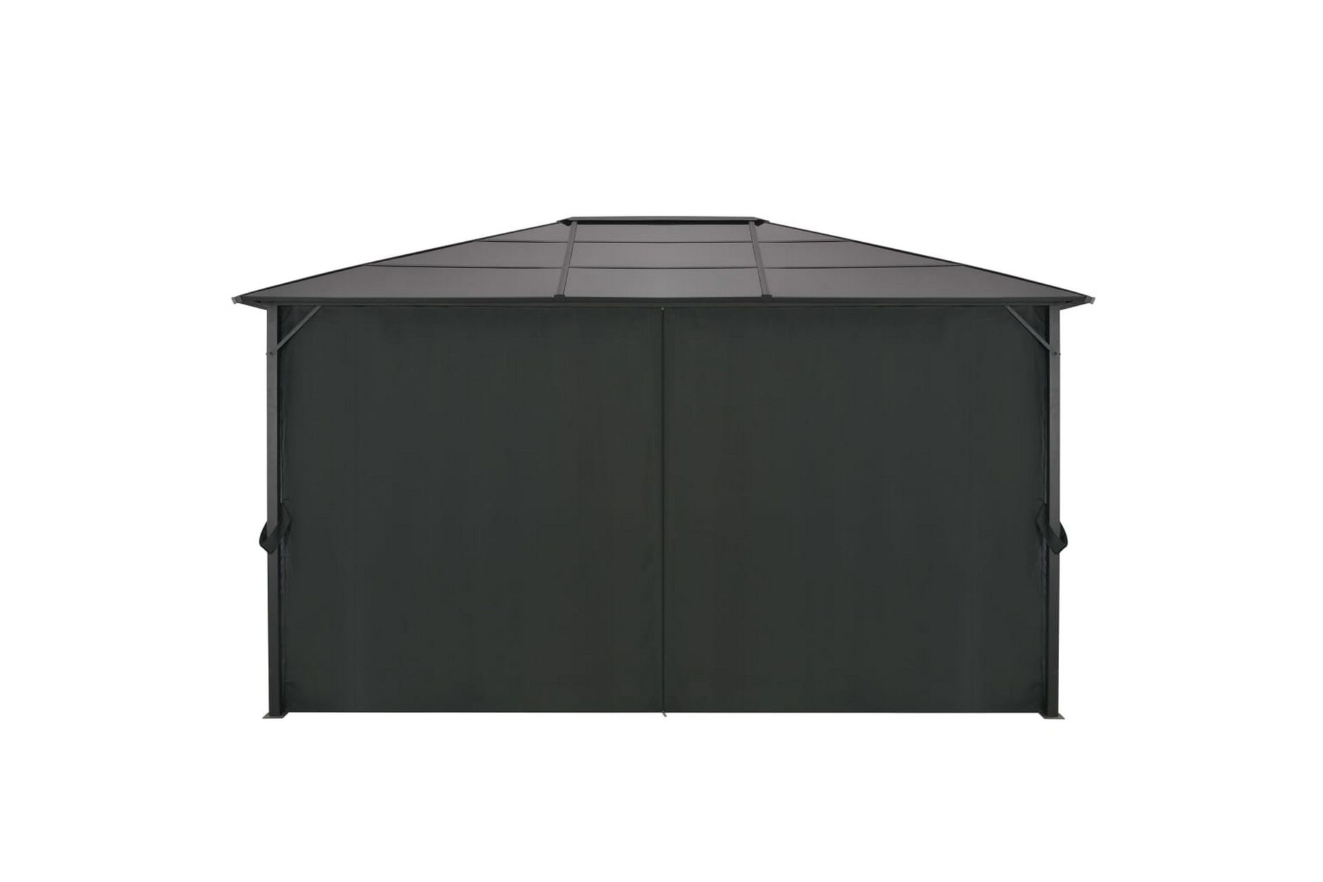 Paviljong med gardin aluminium 4x3x2,6 m svart - Svart - Hagemøbler - Stoler & Lenestoler - Solseng & solvogner