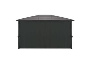 Paviljong med gardin aluminium 4x3x2,6 m svart - Svart - Hagemøbler - Stoler & Lenestoler - Solseng & solvogner