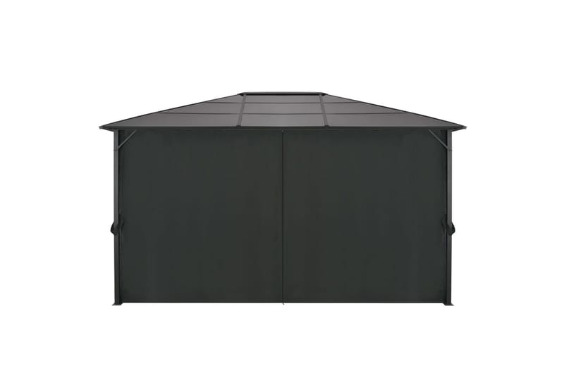Paviljong med gardin aluminium 4x3x2,6 m svart - Svart - Hagemøbler - Stoler & Lenestoler - Solseng & solvogner