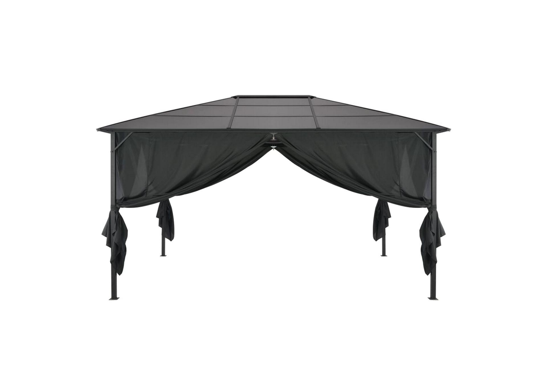Paviljong med gardin aluminium 4x3x2,6 m svart - Svart - Hagemøbler - Stoler & Lenestoler - Solseng & solvogner