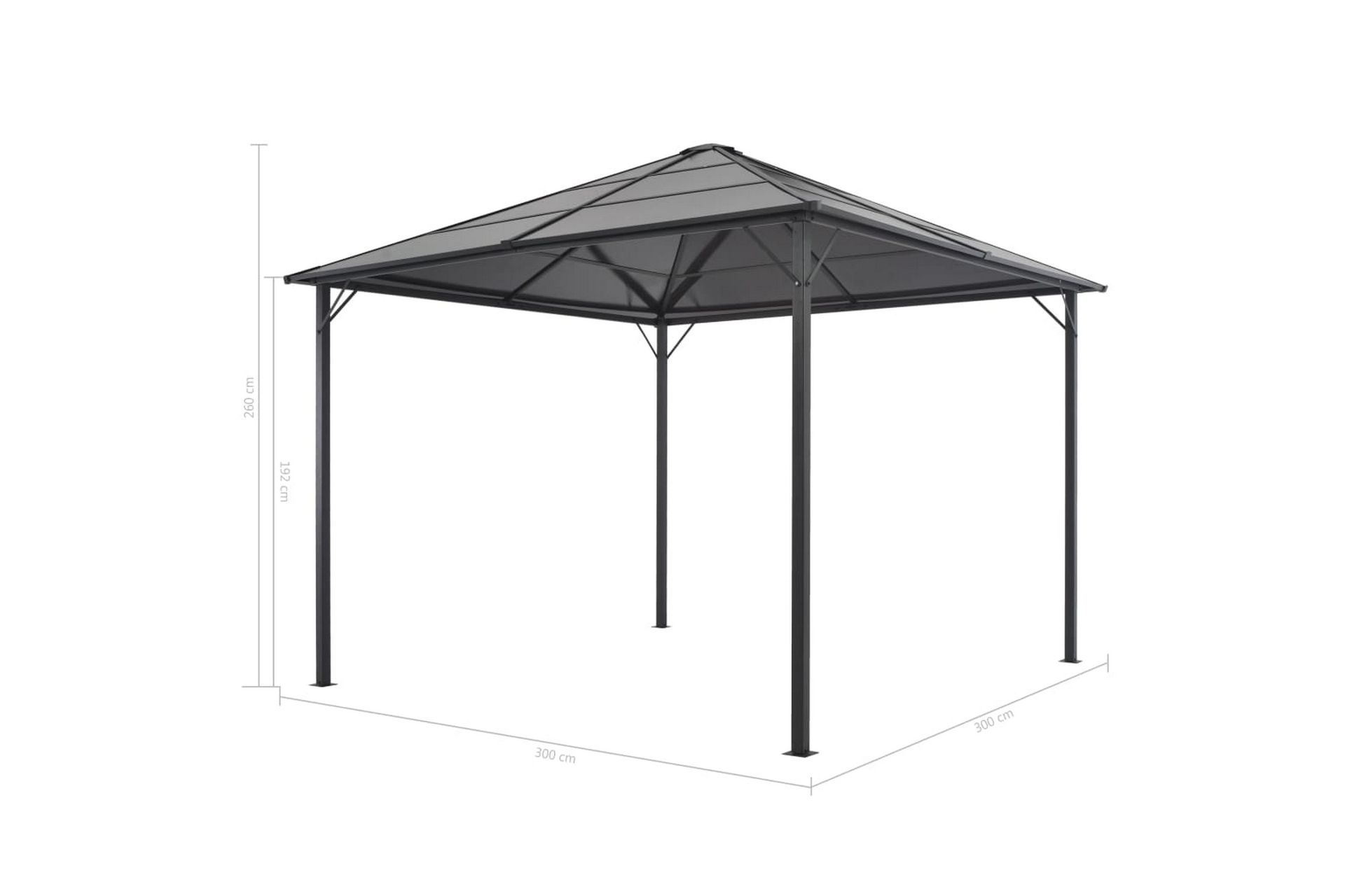 Paviljong med tak aluminium 3x3 m svart - Svart - Hagemøbler - Stoler & Lenestoler - Solseng & solvogner
