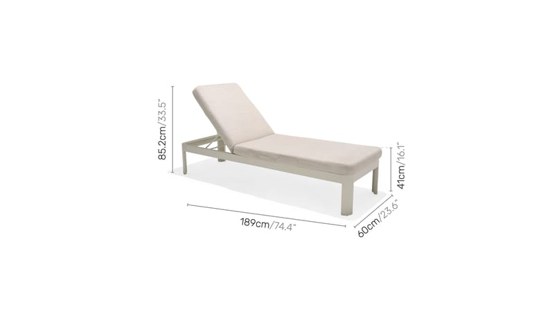Portals Solseng med Pute 189 cm - Hvit/Tre - Hagemøbler - Stoler & Lenestoler - Solseng & solvogner
