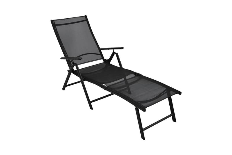 Sammenleggbar solseng aluminium svart - Svart - Hagemøbler - Stoler & Lenestoler - Solseng & solvogner