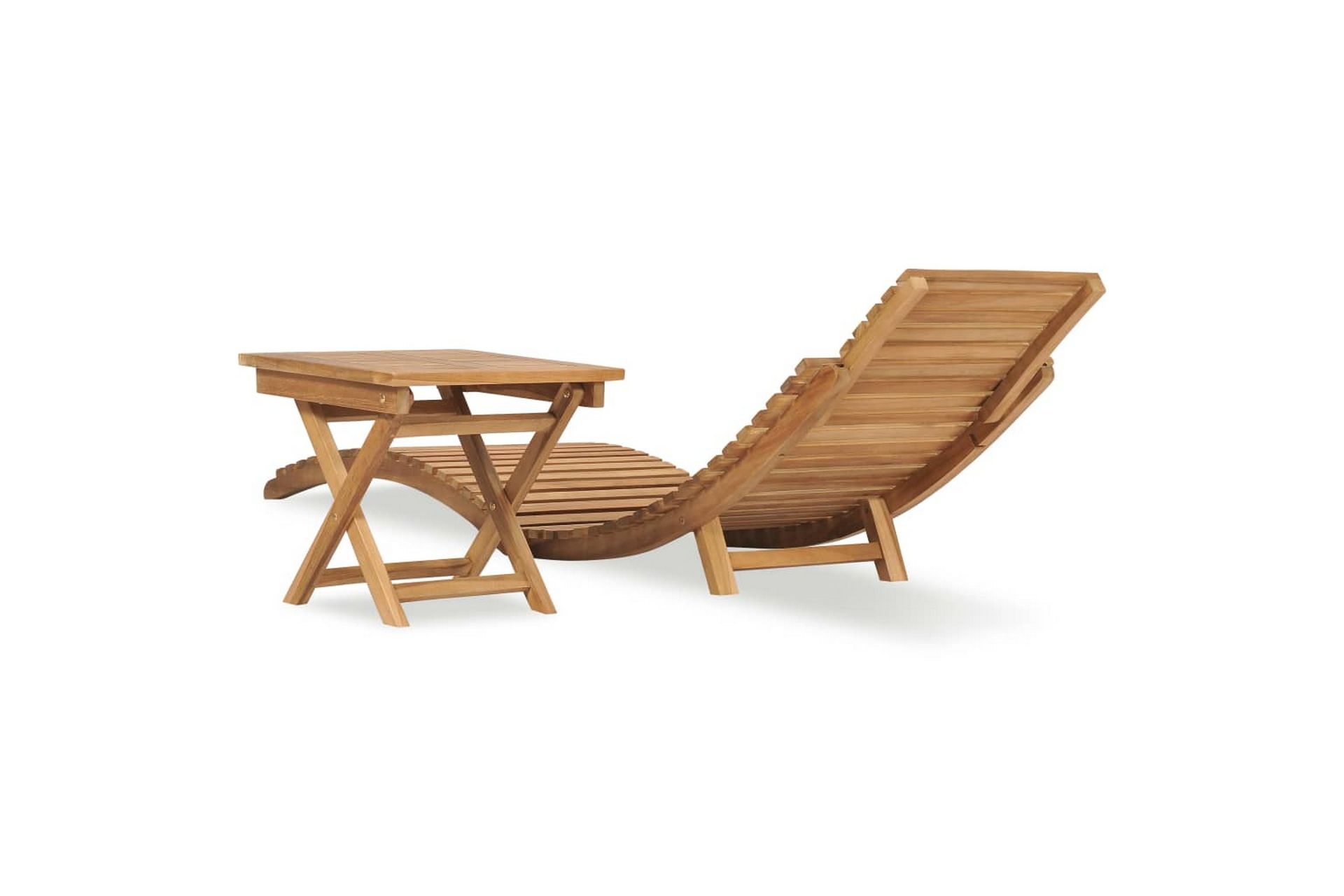 Sammenleggbar solseng med bord heltre teak - Brun - Hagemøbler - Stoler & Lenestoler - Solseng & solvogner