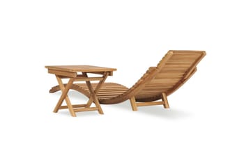 Sammenleggbar solseng med bord heltre teak - Brun - Hagemøbler - Stoler & Lenestoler - Solseng & solvogner