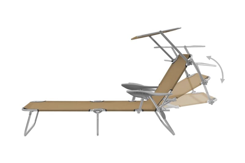 Sammenleggbar solseng med solskjerm stål gråbrun - Taupe - Solseng & solvogner