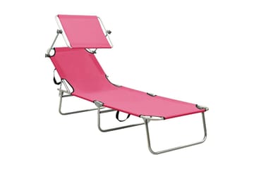 Sammenleggbar solseng med solskjerm stål magenta - Rosa - Hagemøbler - Stoler & Lenestoler - Solseng & solvogner