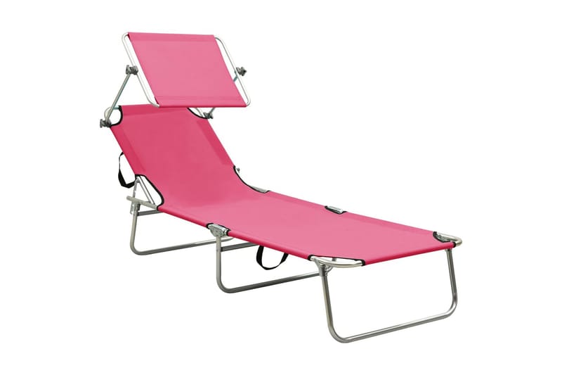 Sammenleggbar solseng med solskjerm stål magenta - Rosa - Hagemøbler - Stoler & Lenestoler - Solseng & solvogner