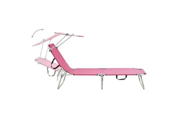 Sammenleggbar solseng med solskjerm stål magenta - Rosa - Hagemøbler - Stoler & Lenestoler - Solseng & solvogner