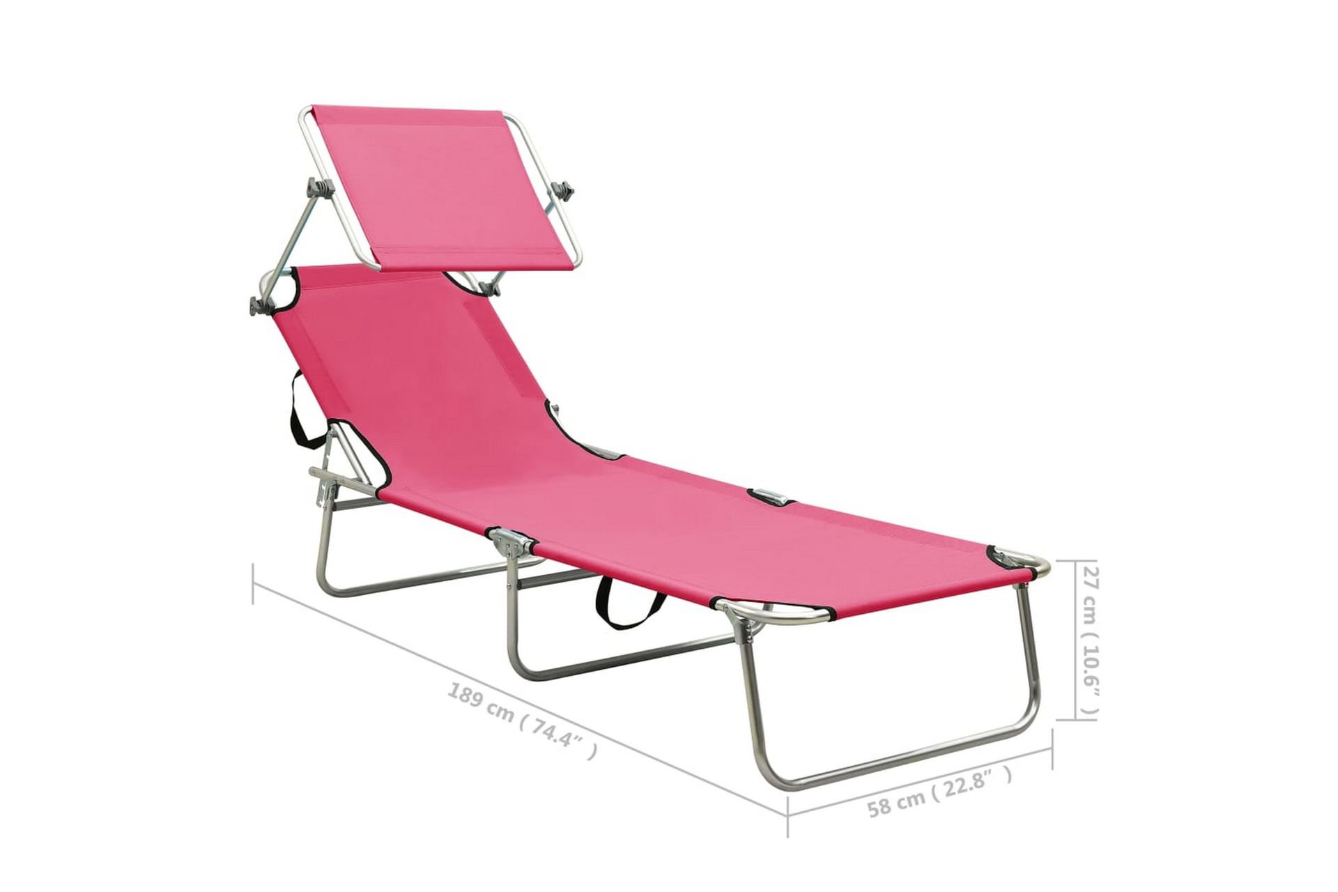 Sammenleggbar solseng med solskjerm stål magenta - Rosa - Hagemøbler - Stoler & Lenestoler - Solseng & solvogner