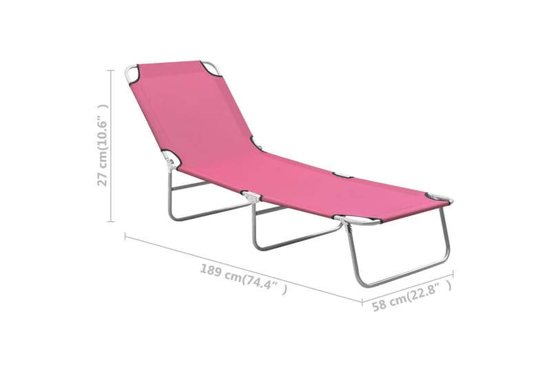 Sammenleggbar solseng stål og stoff rosa - Rosa - Hagemøbler - Stoler & Lenestoler - Solseng & solvogner