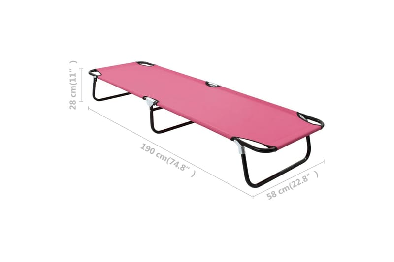 Sammenleggbar solseng stål rosa - Rosa - Hagemøbler - Stoler & Lenestoler - Solseng & solvogner