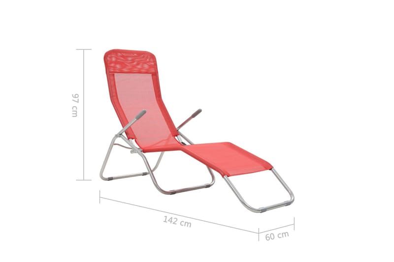 Sammenleggbare solsenger 2 stk textilene rød - Rød - Solseng & solvogner