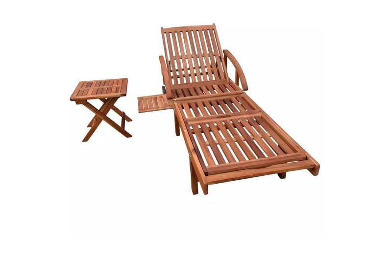 Solseng med bord heltre akasie - Akasie - Hagemøbler - Stoler & Lenestoler - Solseng & solvogner