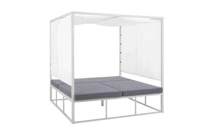 Solseng med sengehimmel Hvit/grå PALLANZA - Hvit - Hagemøbler - Stoler & Lenestoler - Solseng & solvogner