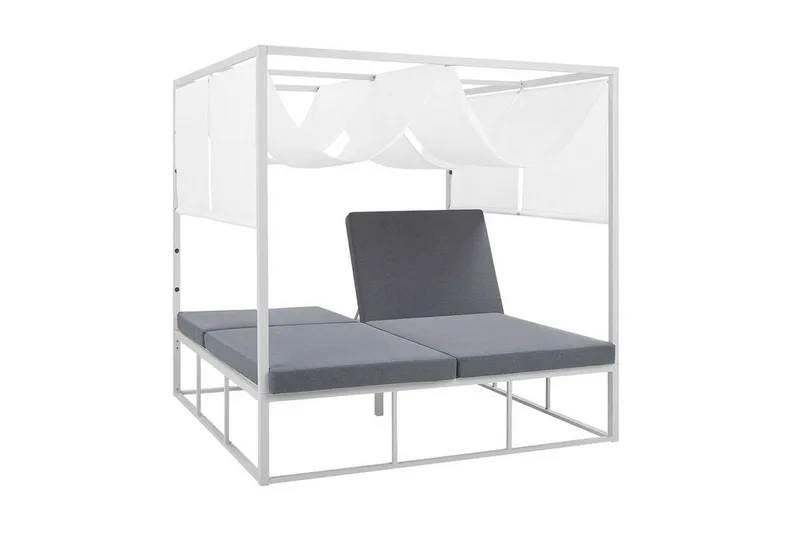 Solseng med sengehimmel Hvit/grå PALLANZA - Hvit - Hagemøbler - Stoler & Lenestoler - Solseng & solvogner