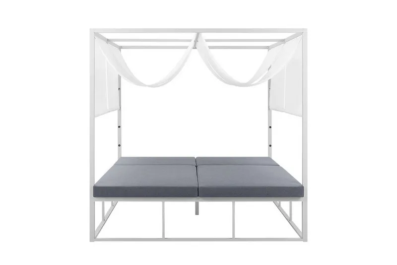 Solseng med sengehimmel Hvit/grå PALLANZA - Hvit - Hagemøbler - Stoler & Lenestoler - Solseng & solvogner