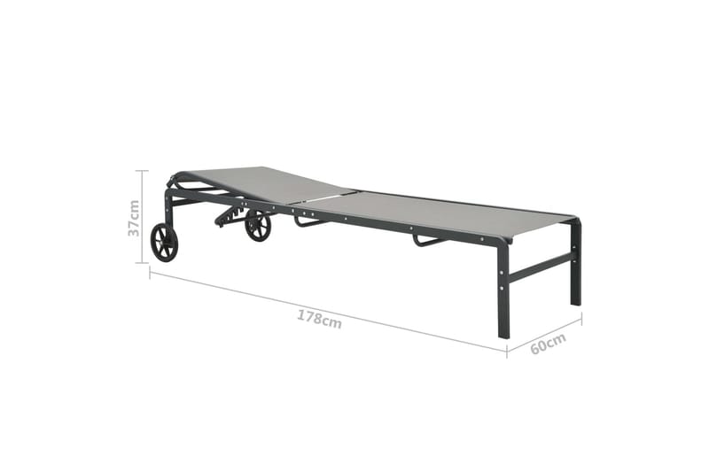 Solsenger 2 stk med bord textilene & stål - Hagemøbler - Stoler & Lenestoler - Solseng & solvogner