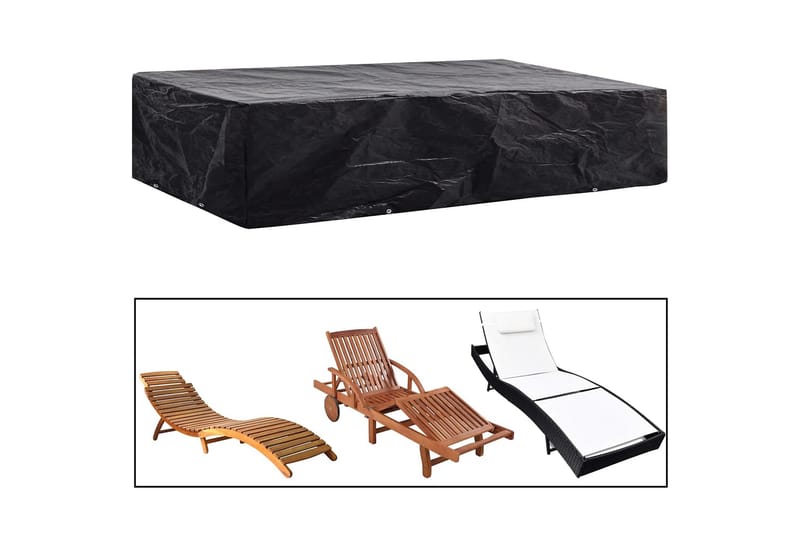 Solsengtrekk for hage 2 stk 8 maljer 218x77x55 cm - Svart - Hagemøbler - Stoler & Lenestoler - Solseng & solvogner