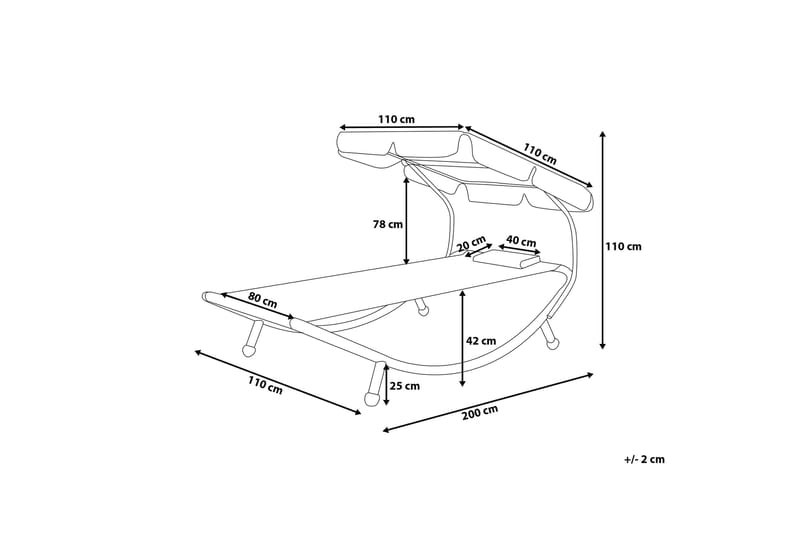 Terno Solseng 110 | 200 cm - Grå - Hagemøbler - Stoler & Lenestoler - Solseng & solvogner