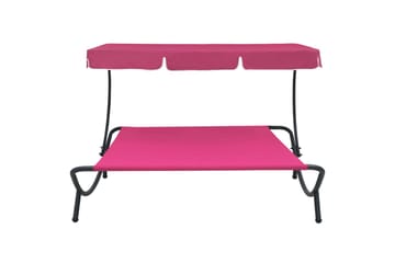 Utendørs sofaseng med solskjerm rosa - Rosa - Hagemøbler - Stoler & Lenestoler - Solseng & solvogner