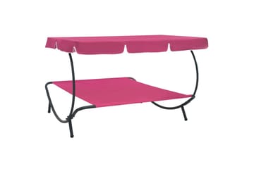 Utendørs sofaseng med solskjerm rosa - Rosa - Hagemøbler - Stoler & Lenestoler - Solseng & solvogner