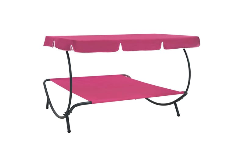 Utendørs sofaseng med solskjerm rosa - Rosa - Hagemøbler - Stoler & Lenestoler - Solseng & solvogner