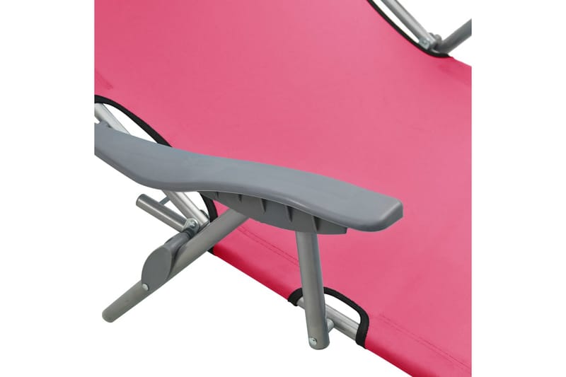 Utendørs solseng med solskjerm stål rosa - Rosa - Hagemøbler - Stoler & Lenestoler - Solseng & solvogner
