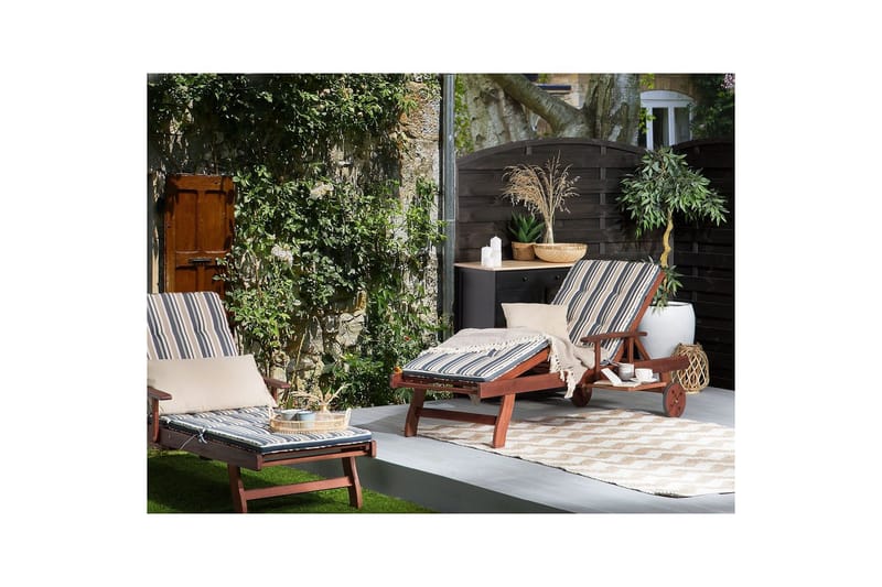 Solseng Toscana - Mørkt tre, blå, beige - Hagemøbler - Stoler & Lenestoler - Solseng & solvogner