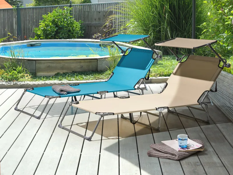 Solseng utendørs Foligno Stål - Beige/Sølv - Hagemøbler - Stoler & Lenestoler - Solseng & solvogner