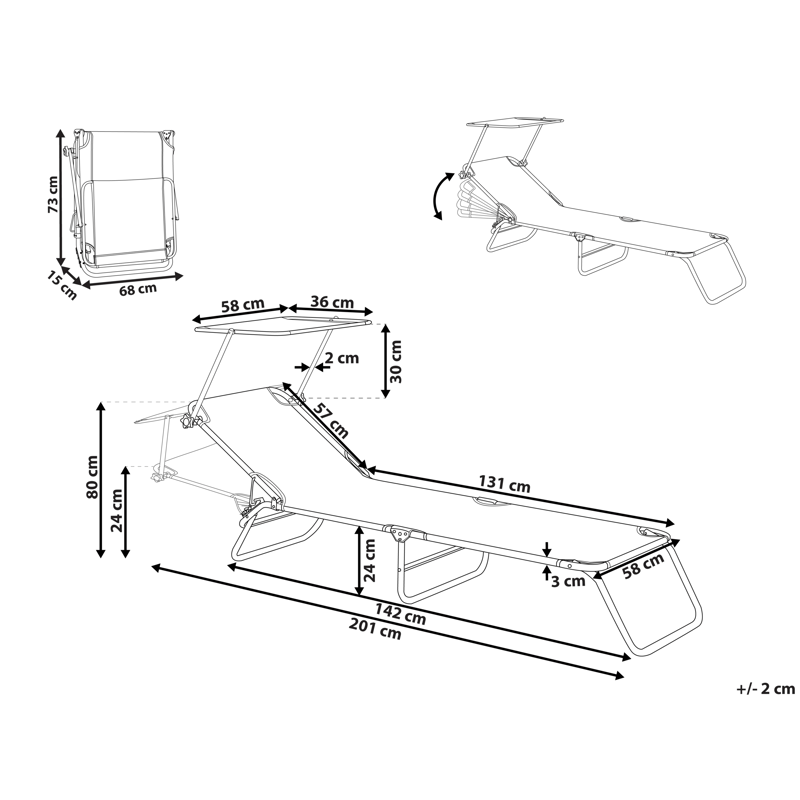 Solseng utendørs Foligno Stål - Fiolett/sølv - Hagemøbler - Stoler & Lenestoler - Solseng & solvogner