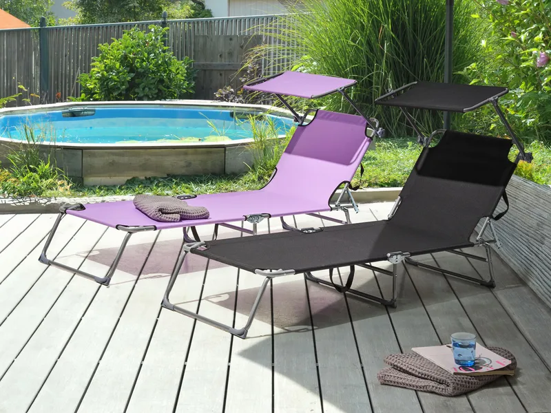 Solseng utendørs Foligno Stål - Svart/sølv - Hagemøbler - Stoler & Lenestoler - Solseng & solvogner