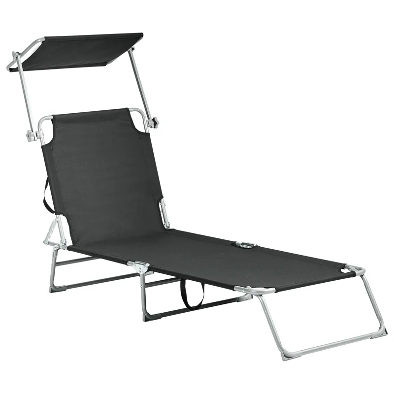 Solseng utendørs Foligno Stål - Svart/sølv - Hagemøbler - Stoler & Lenestoler - Solseng & solvogner