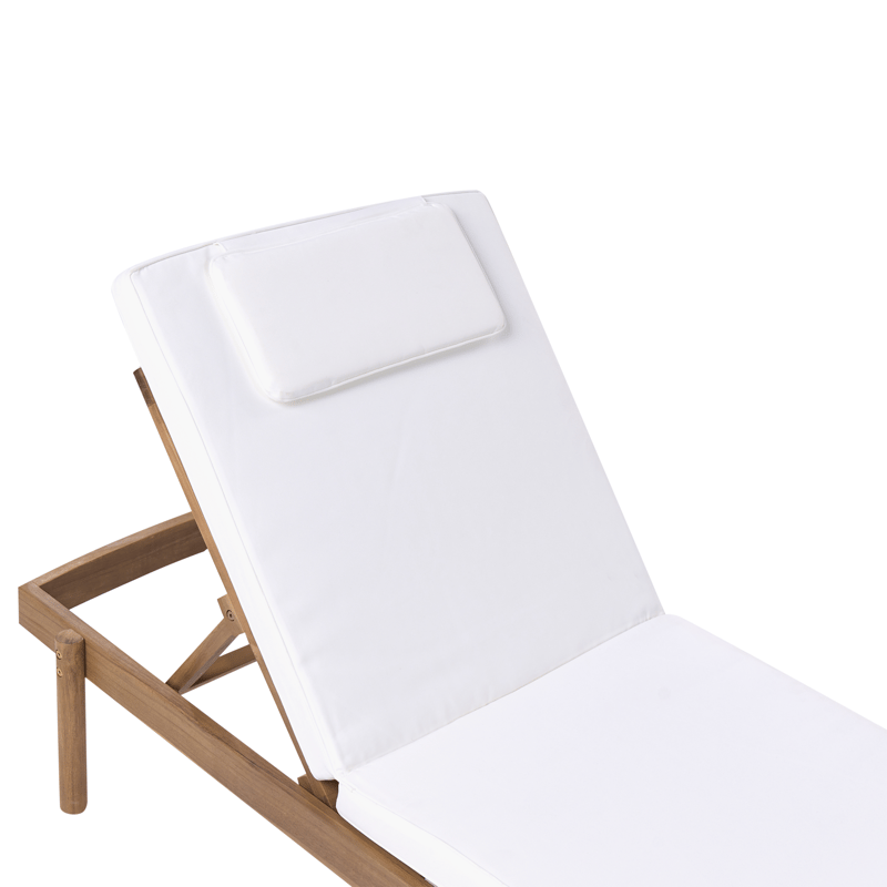 Solseng utendørs med pute Marcetelli akasietre - Brun/Hvit - Hagemøbler - Stoler & Lenestoler - Solseng & solvogner