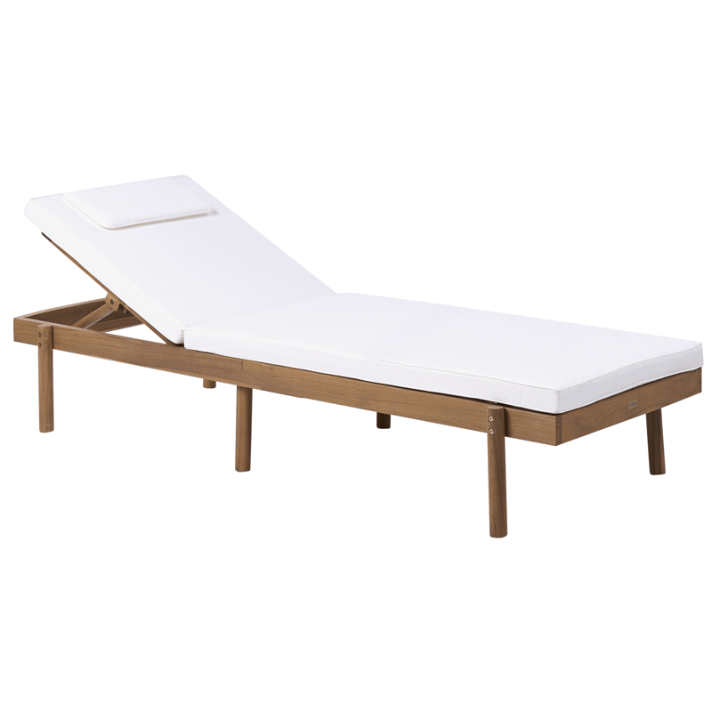 Solseng utendørs med pute Marcetelli akasietre - Brun/Hvit - Hagemøbler - Stoler & Lenestoler - Solseng & solvogner