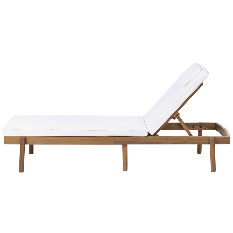 Solseng utendørs med pute Marcetelli akasietre - Brun/Hvit - Hagemøbler - Stoler & Lenestoler - Solseng & solvogner