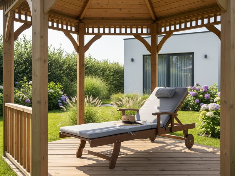 Solseng utendørs med pute Amantea Premium akasietre - Brun/grå - Hagemøbler - Stoler & Lenestoler - Solseng & solvogner