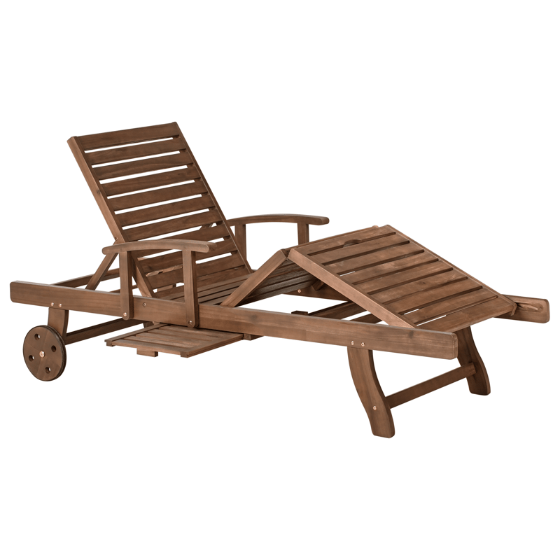 Solseng utendørs med pute Amantea Premium akasietre - Brun/lysegrå - Hagemøbler - Stoler & Lenestoler - Solseng & solvogner