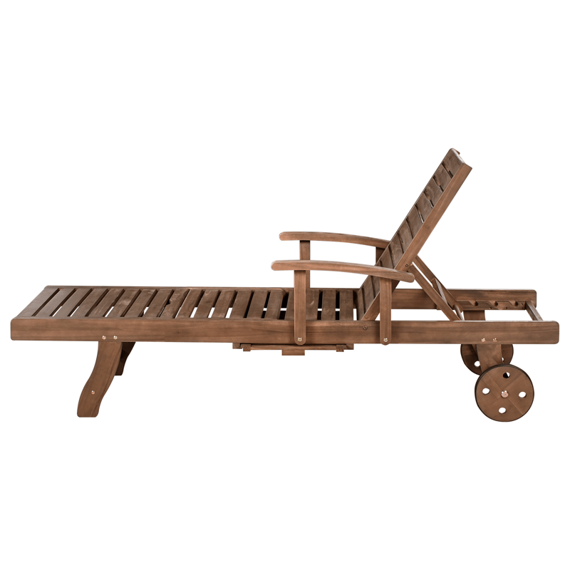 Solseng utendørs med pute Amantea Premium akasietre - Brun/Lys beige - Hagemøbler - Stoler & Lenestoler - Solseng & solvogner