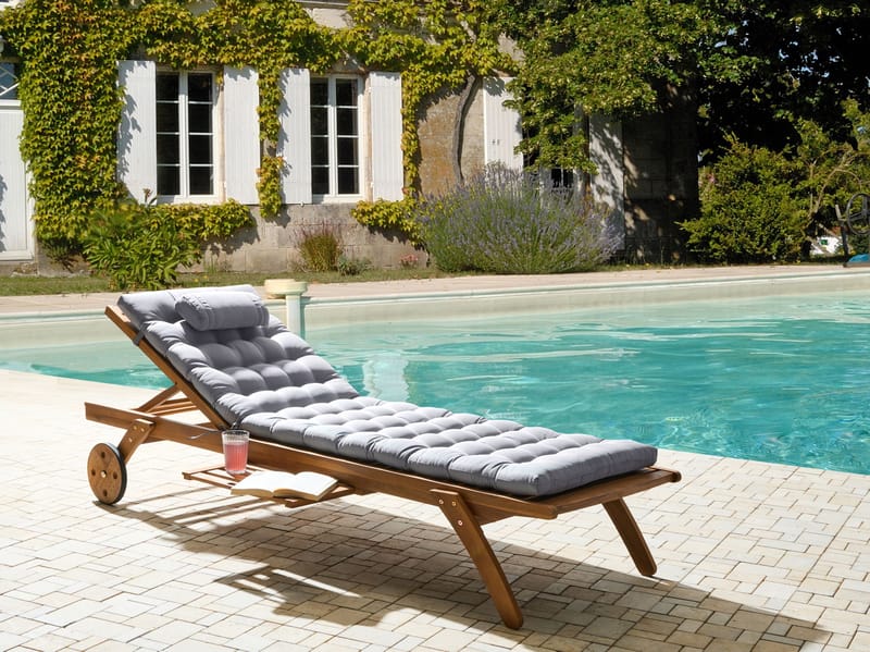 Solseng utendørs med pute Cesana Premium akasietre - Brun/grå - Hagemøbler - Stoler & Lenestoler - Solseng & solvogner