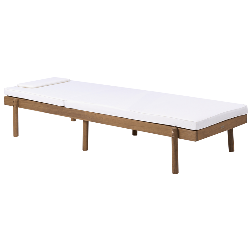 Solseng utendørs med pute Marcetelli akasietre - Brun/Hvit - Hagemøbler - Stoler & Lenestoler - Solseng & solvogner